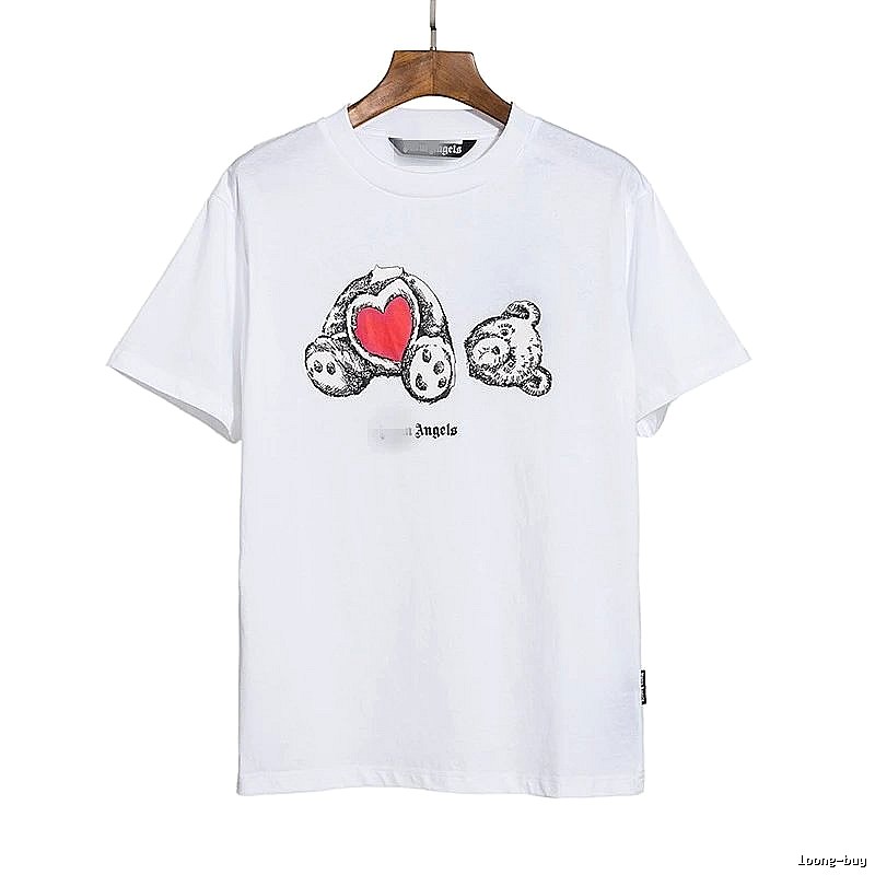 Palm Angels Urban Bear graphic T-shirt White Colorful Bear with Statement Pattern