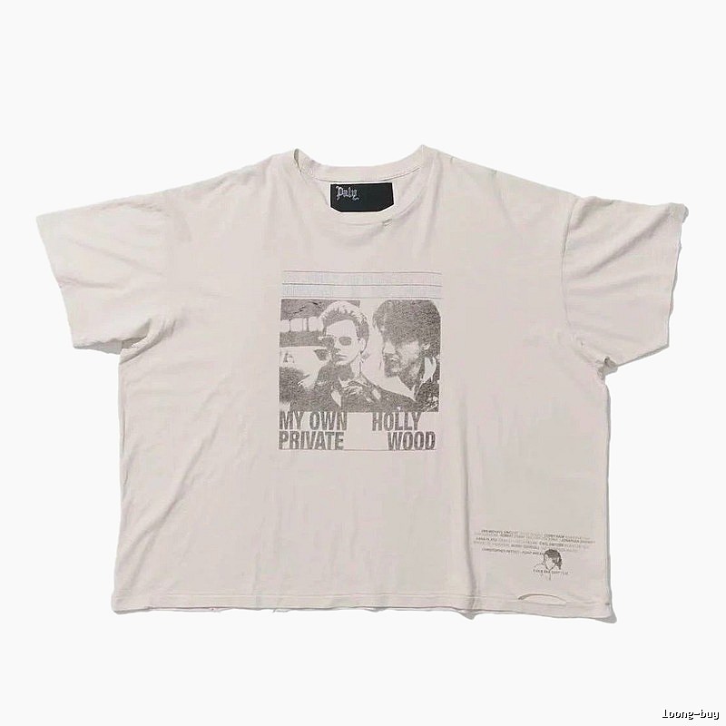 Paly Hollywood Portrait Print Vintage Off-white T-shirt