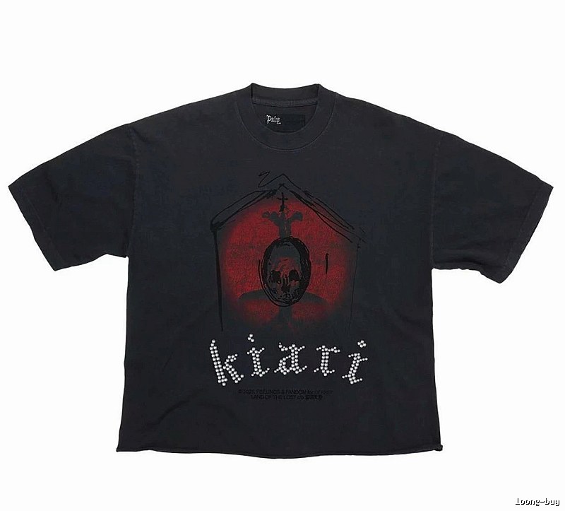 Paly Hollywood Skull Dark Distressed Black T-Shirt