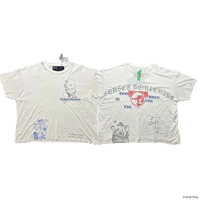 Paly Hollywood Sunset Collection Vintage Distressed Off-white T-shirt