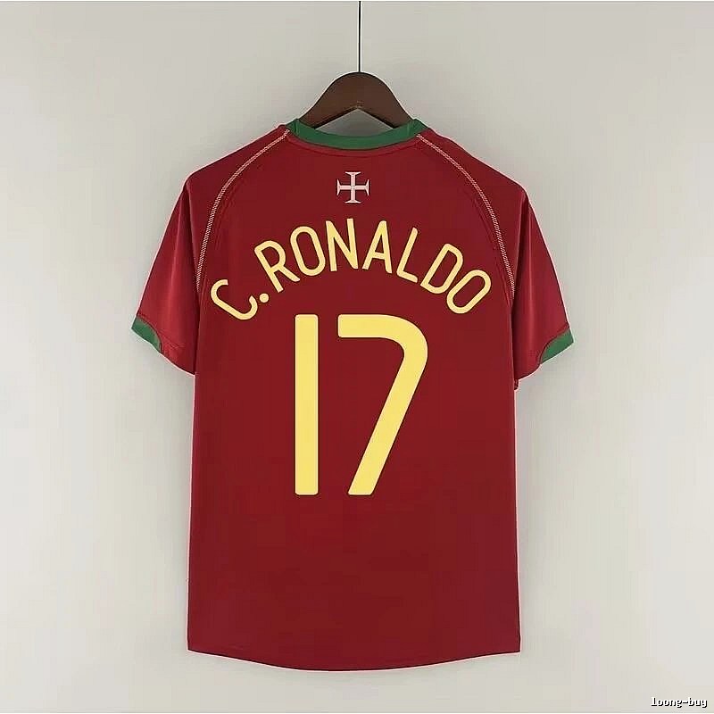 Portugal Classic Ronaldo #17 soccer jersey Red Portugal Football for Daily Styling