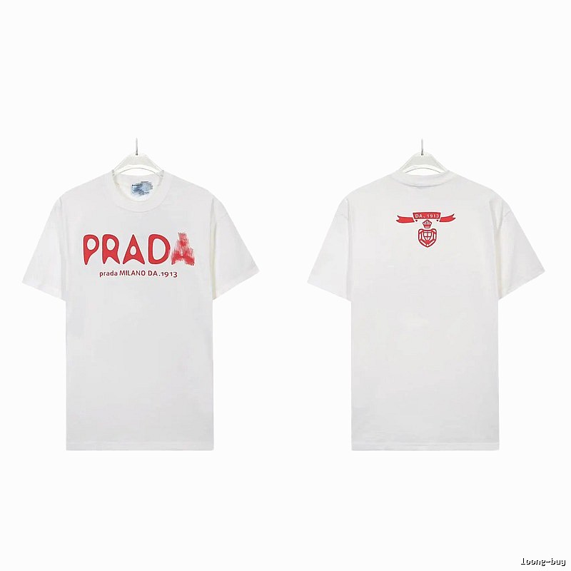 Prada Graffiti Collection Casual Style White Short-sleeve T-shirt