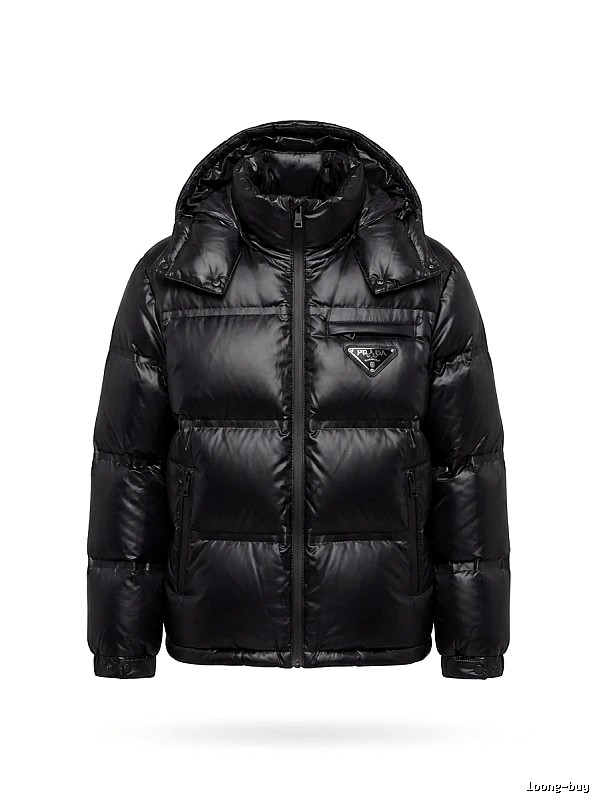 Prada triangle logo black down jacket