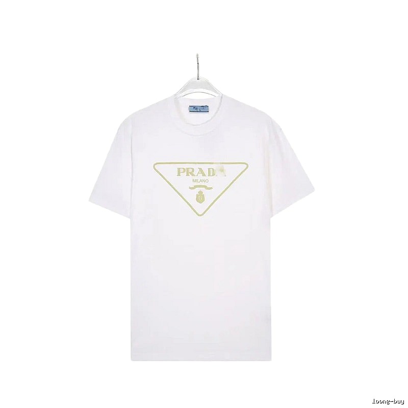 Prada Triangle Logo Casual Style White Short-sleeve T-shirt