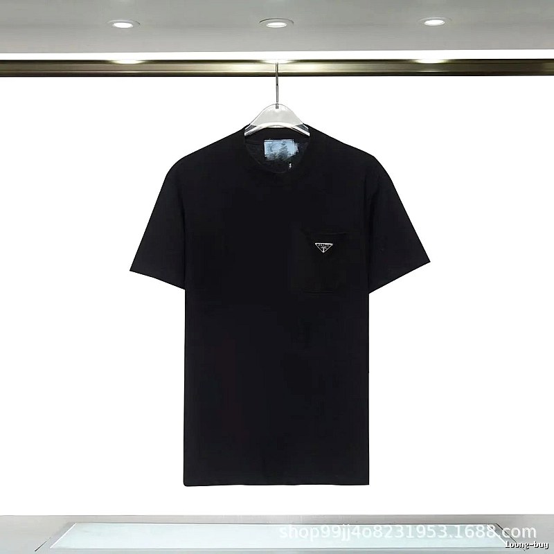 Prada Triangle Logo Minimalist Style Black Short-sleeve T-shirt