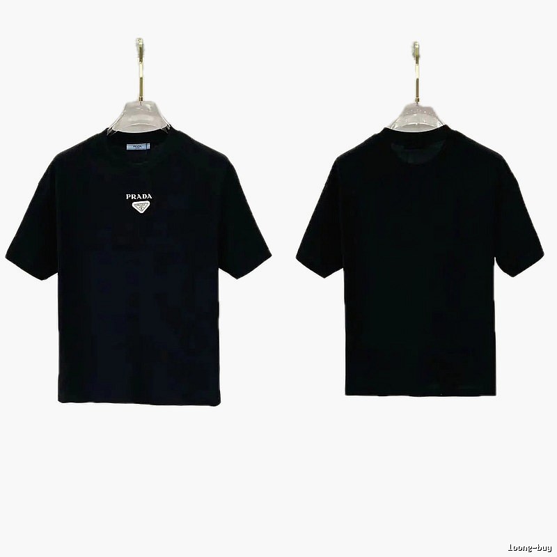 Prada Triangle Logo Minimalist Style Black Short-sleeve T-shirt