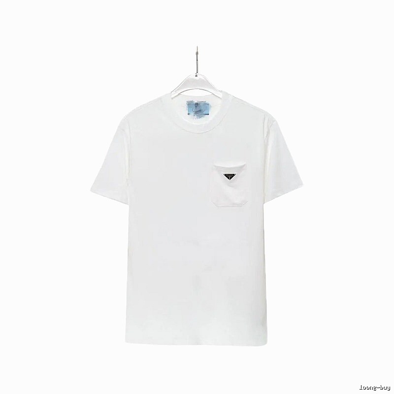 Prada Triangle Logo Minimalist Style White Short-sleeve T-shirt