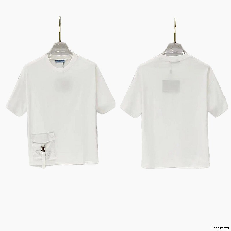 Prada Triangle Logo Minimalist Style White Short-sleeve T-shirt