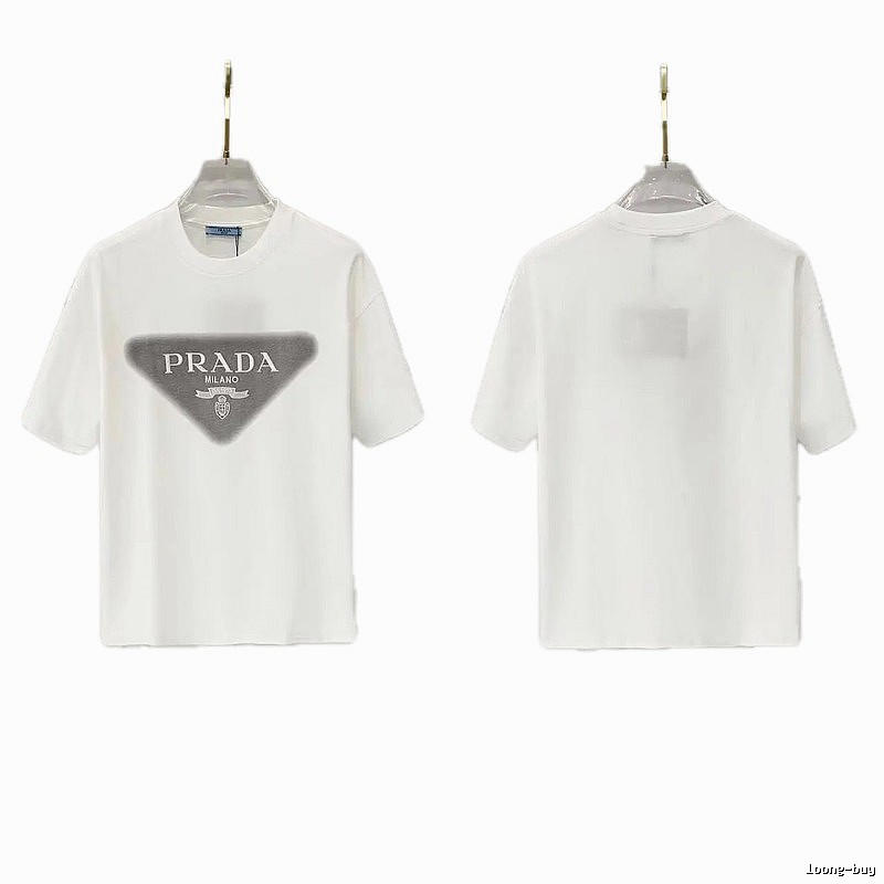 Prada Triangle Logo Minimalist Style White T-Shirt
