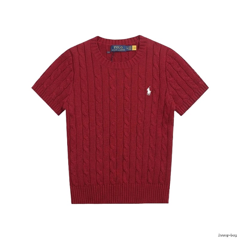 Ralph Lauren Polo Series Retro Style Burgundy Knitted Sweater