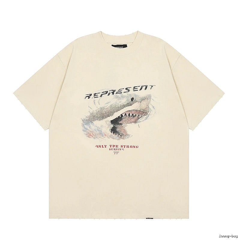 Represent Shark Print Vintage Beige T-Shirt