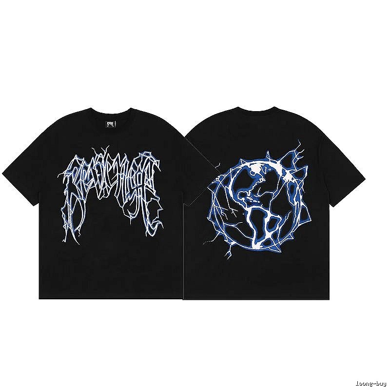 Revenge Black Blue Skull Graphic T-Shirt Layered Outfit
