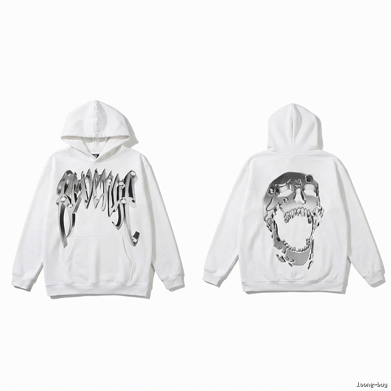 Revenge Skull Trendy Cool White Hoodie