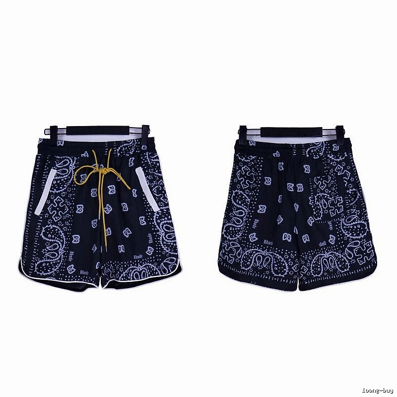 RHUDE retro-style black shorts