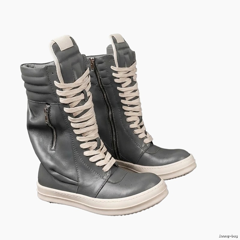 Rick Owens dark style grey high-top shoes