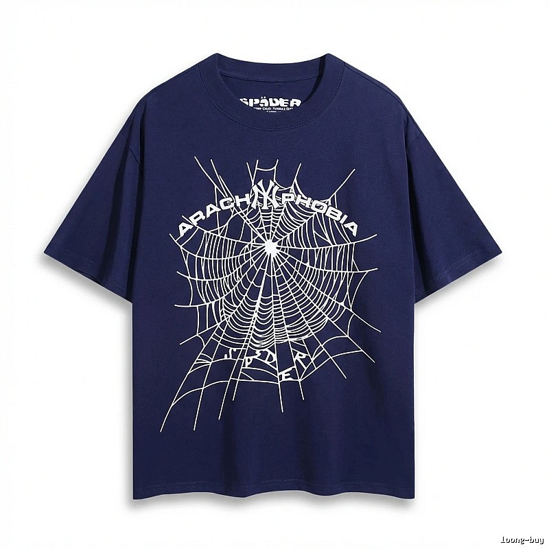 Sp5der Cobweb Style Dark Blue T-Shirt