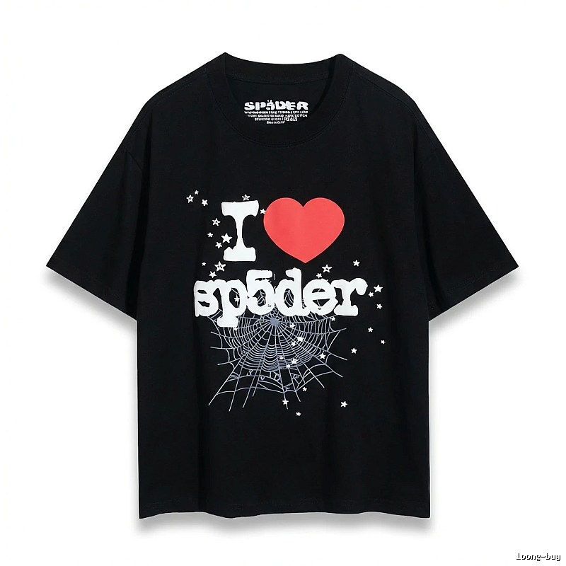 Sp5der Heart Print Black T-shirt
