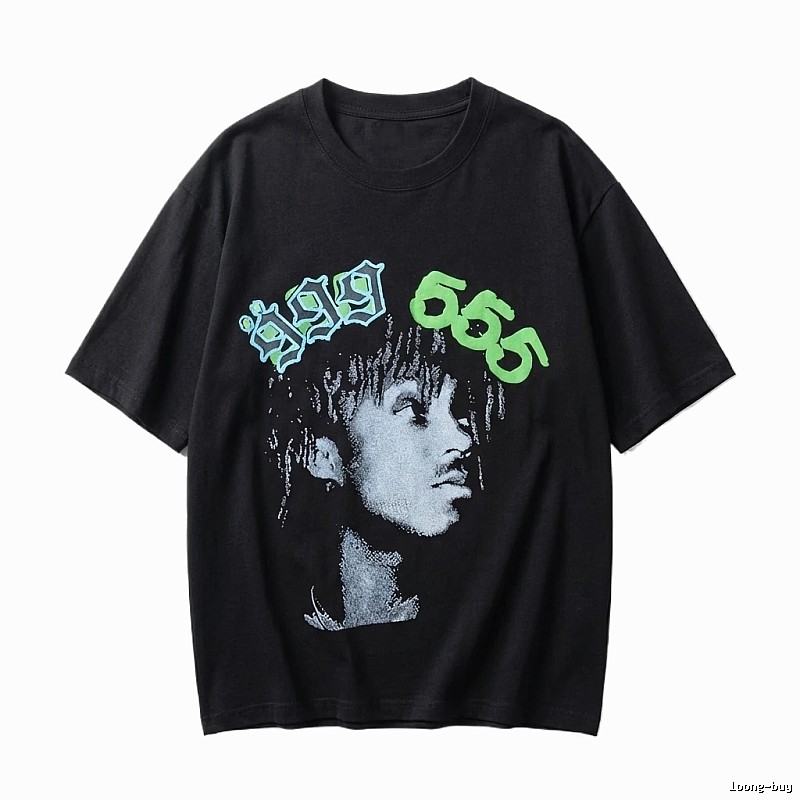 Sp5der Portrait Print Trendy Black T-shirt