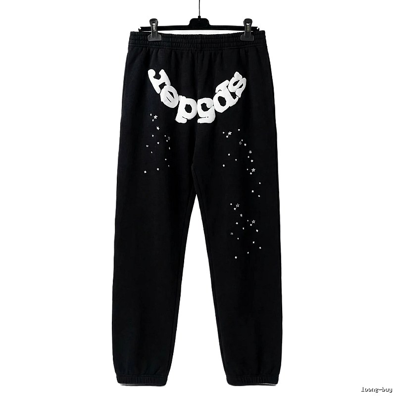 Sp5der Star Print Trendy and Cool Black Pants