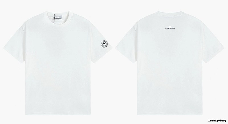 Stone Island Badge Minimalist Style White Short-sleeve T-shirt