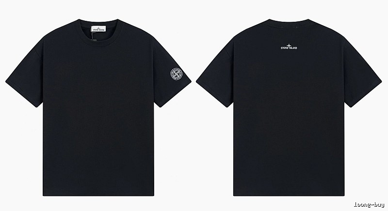 Stone Island Badge Techwear Style Black Short Sleeve T-Shirt
