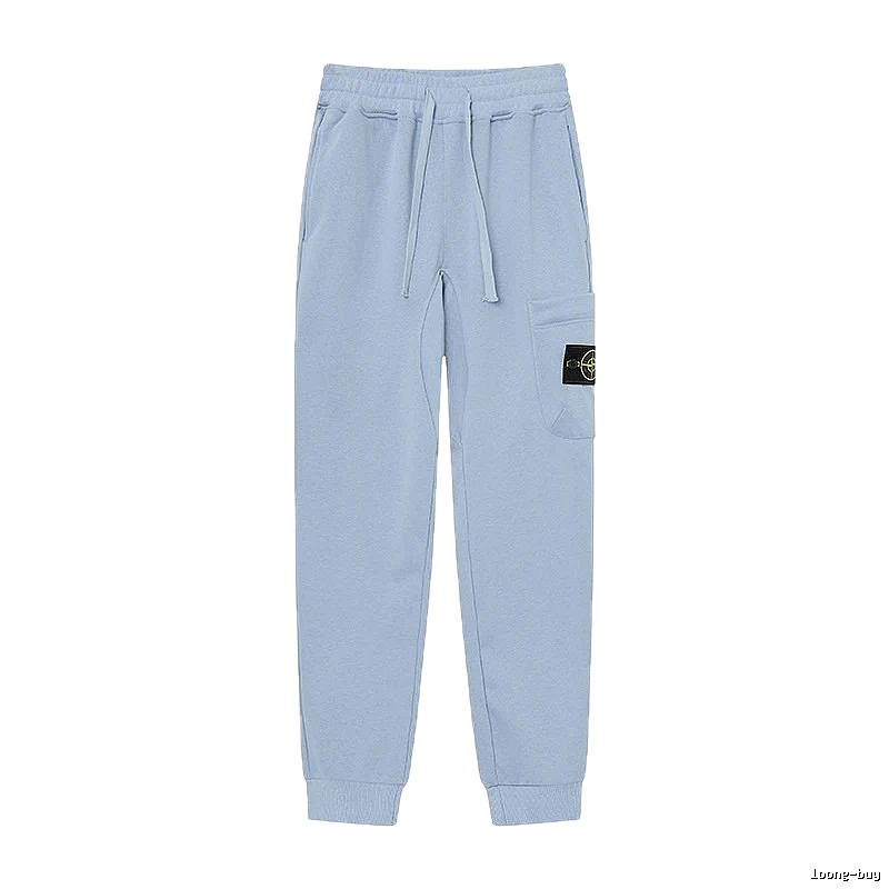 Stone Island Compass Badge Street Style Light Blue Cuffed Jogger Sweatpants