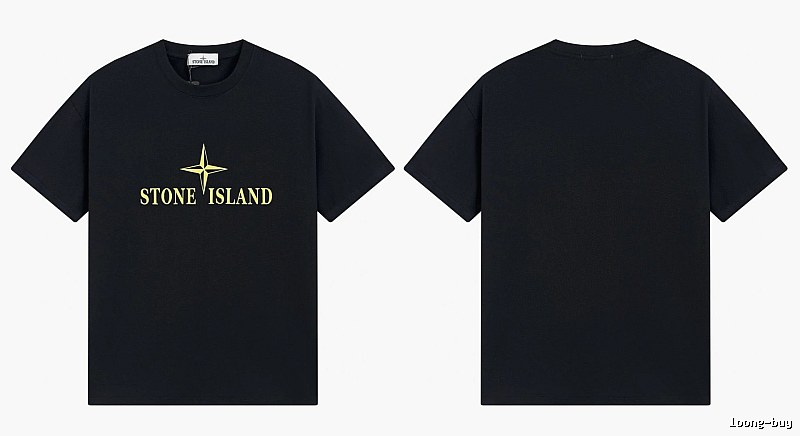Stone Island Compass Print Street Style Black T-Shirt