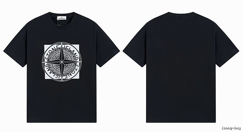 Stone Island Compass Print Street Style Black T-Shirt