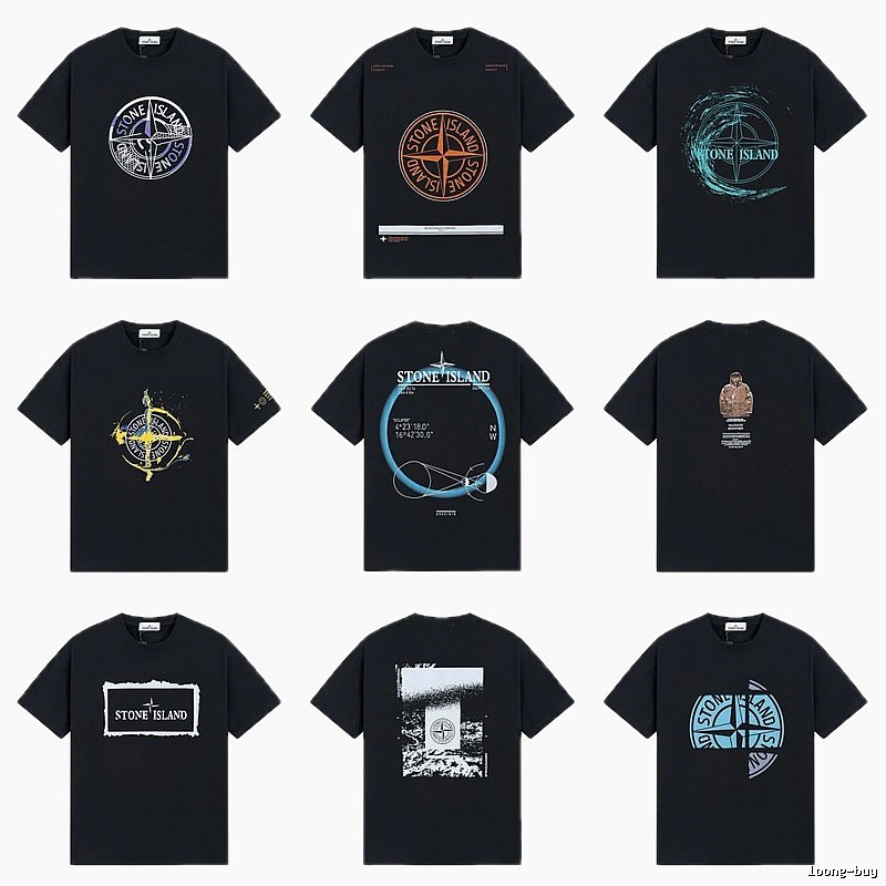 Stone Island Compass Print Street Style Black T-Shirt