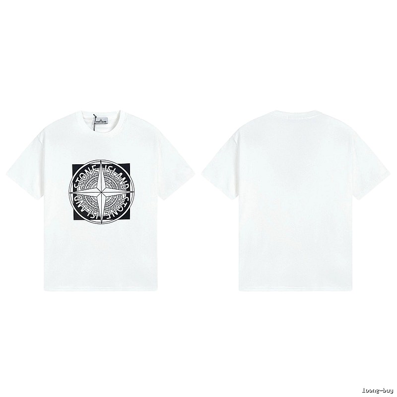 Stone Island Compass Print Street Style White T-Shirt