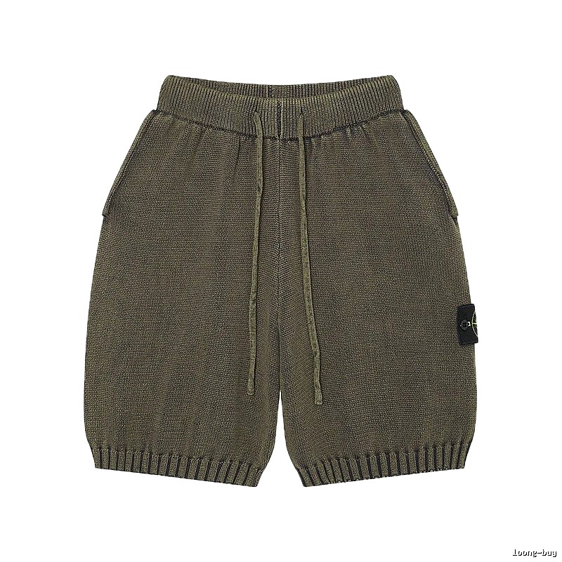 Stone Island Compass Techwear Style Olive Green Knit Shorts