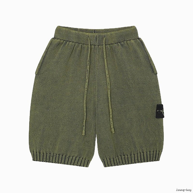 Stone Island Knit Techwear Style Military Green Shorts