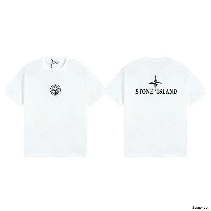 Stone Island Printed Street Style White Short Sleeve T-shirt