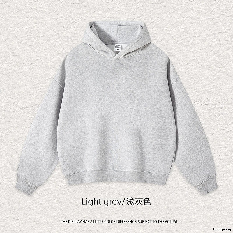 Streetwear Blank pullover hoodie Black Minimal A with Logo Accent