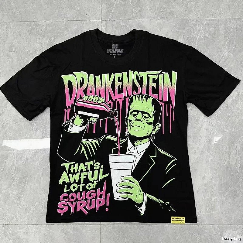 Streetwear Brand Frankenstein Street Style Black Short-sleeve T-shirt