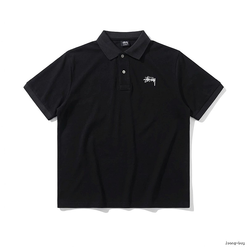Stussy basic simple style black Polo shirt