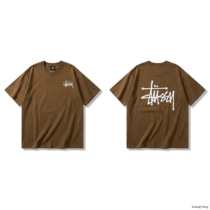 Stussy basic simple style coffee-colored T-shirt