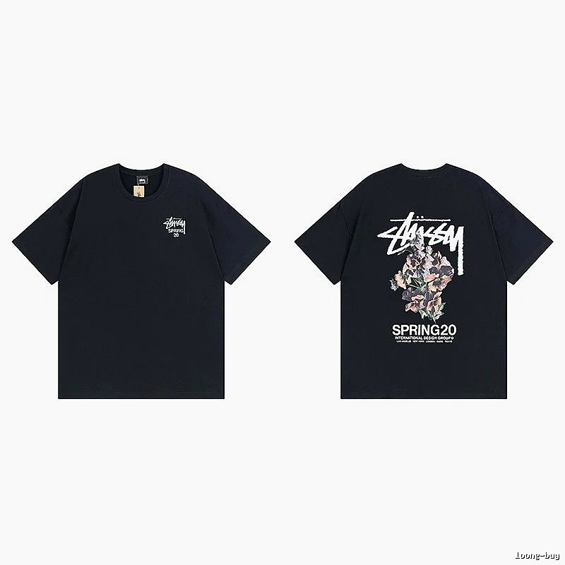 Stussy Black Spider Graphic T-Shirt Warm Weather Logo