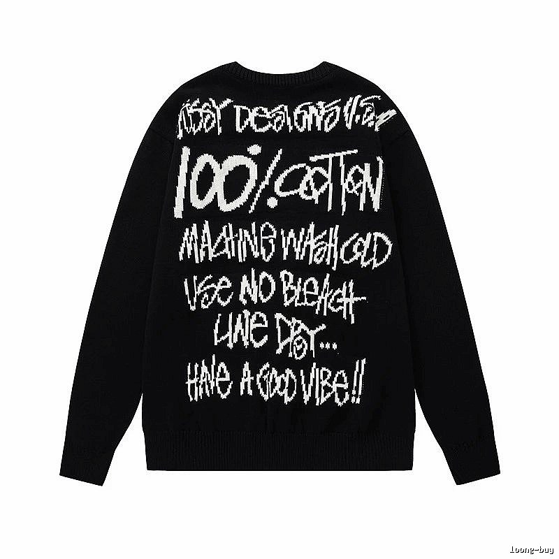 Stussy Black Swirl Graphic SweatShirt Relaxed Styling