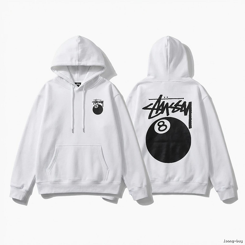 Stussy Eight Ball Series White Streetwear Hoodie