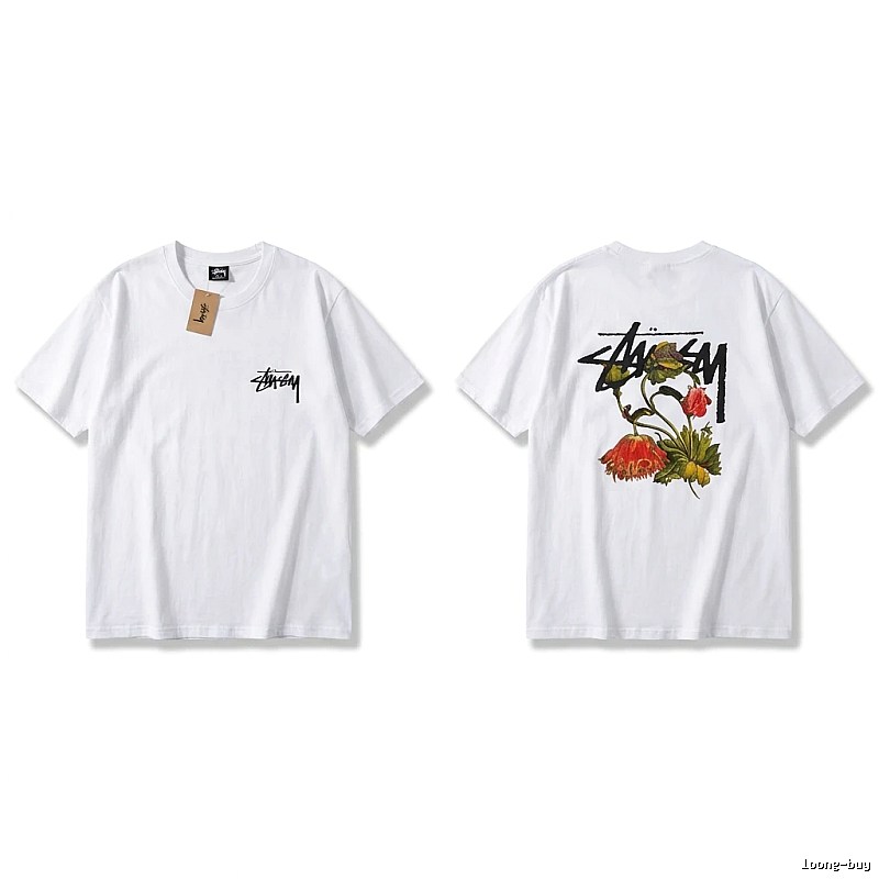 Stussy Floral Print White T-Shirt