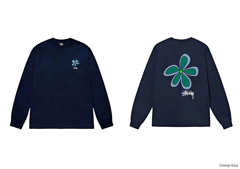 Stussy Floral Series Casual Style Navy Long-Sleeve