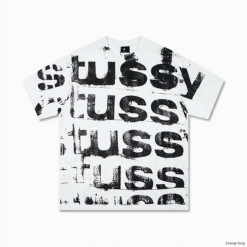 Stussy letter print white T-shirt