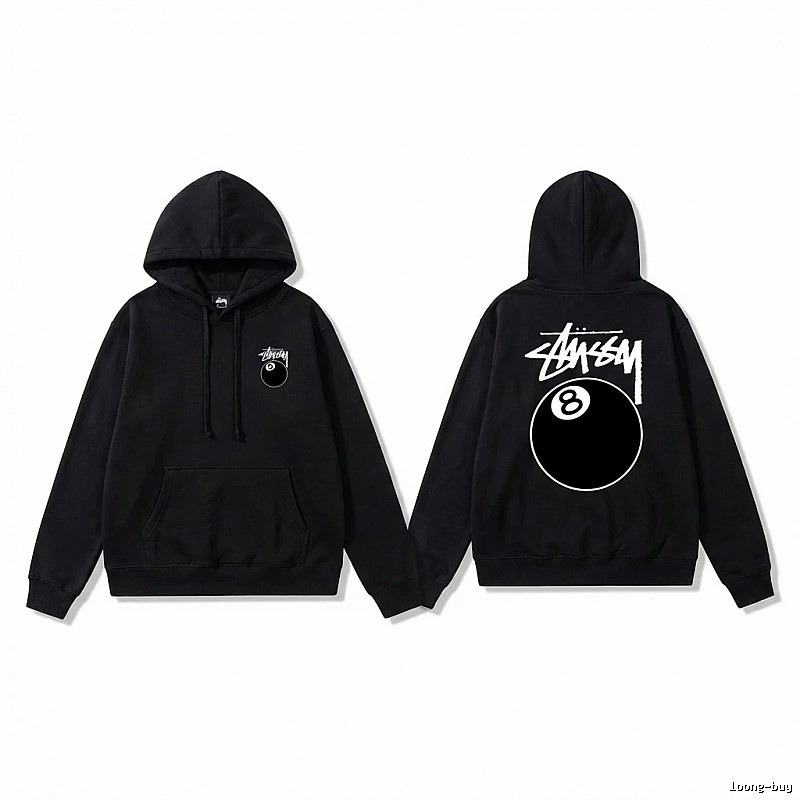 Stussy No. 8 Ball Cool Style Black Hoodie