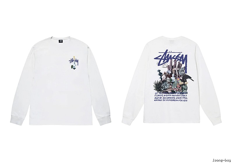 Stussy printed trendy white long-sleeve