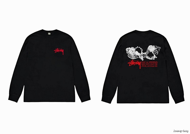 Stussy Skull Print Black Long-sleeve Shirt
