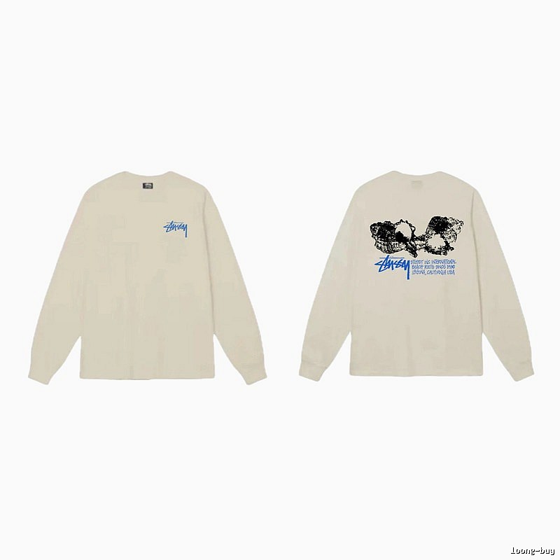 Stussy Trendy and Cool Style Off-white Long-sleeved Shirt