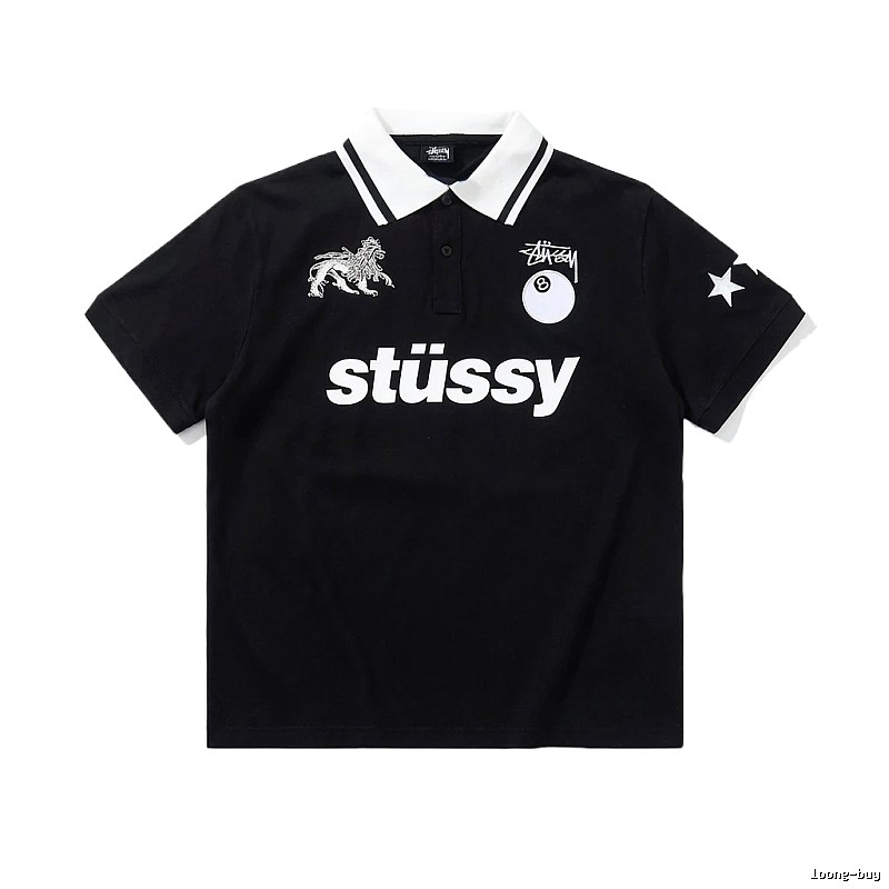 Stussy Trendy Style Black Polo Shirt