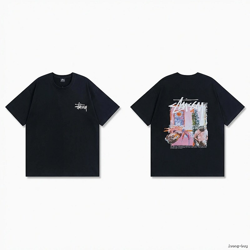 Stussy trendy style black T-shirt