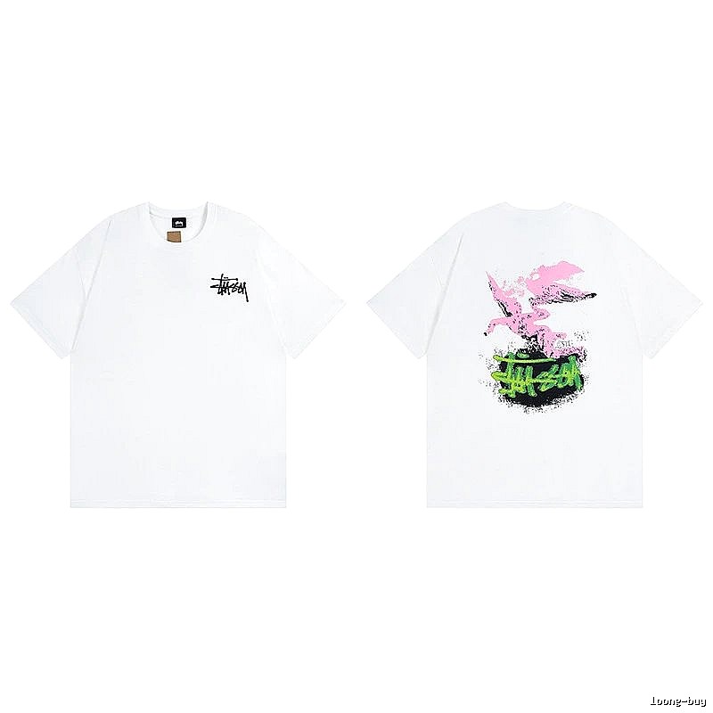 Stussy White Spider Graphic T-Shirt Commuter Look Logo